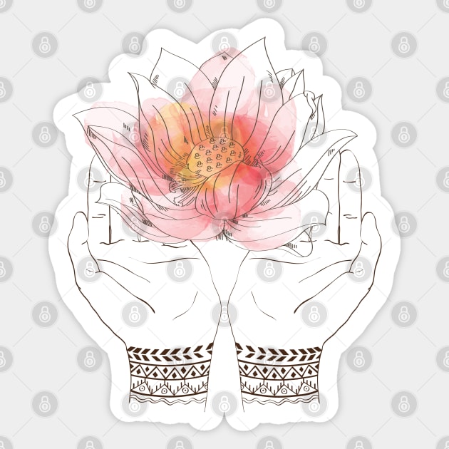 Meditation hand yoga Sticker by Urbanprint
